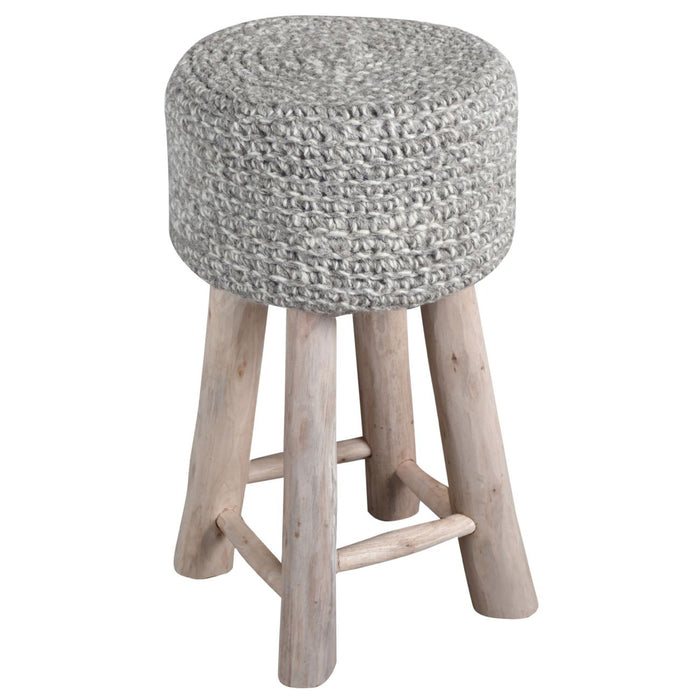 Yvonne Stone Grey Knitted Bar Stool