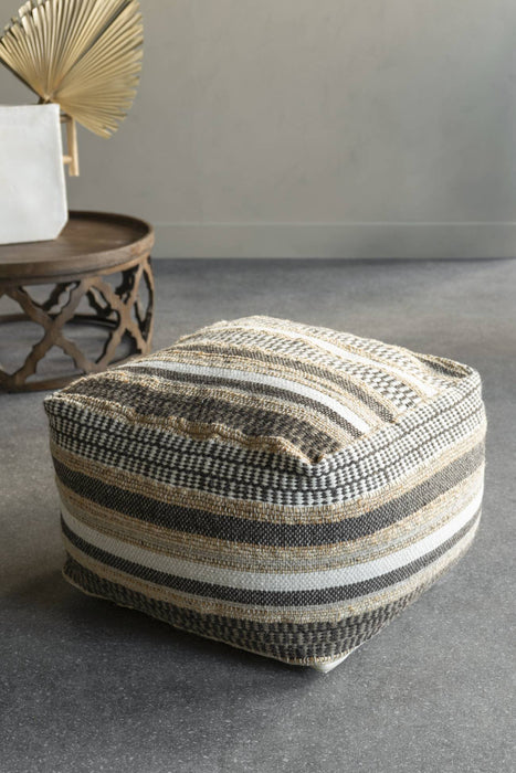 Yeru Hand-Woven Pouffe - Black & White