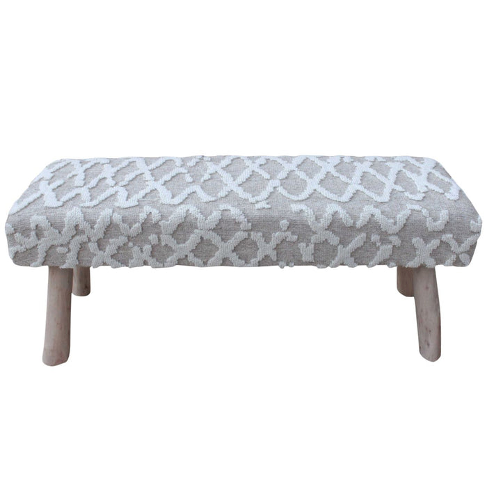 Sylvi Knitted Beige & Ivory Wool and Polyester Bench