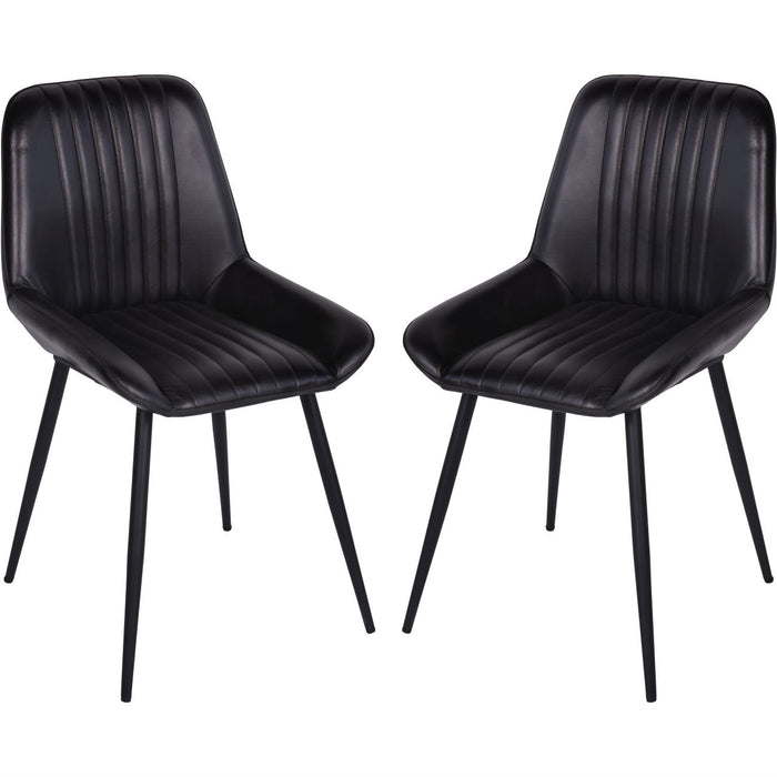 Pembroke Black Leather Dining Chairs - S/2