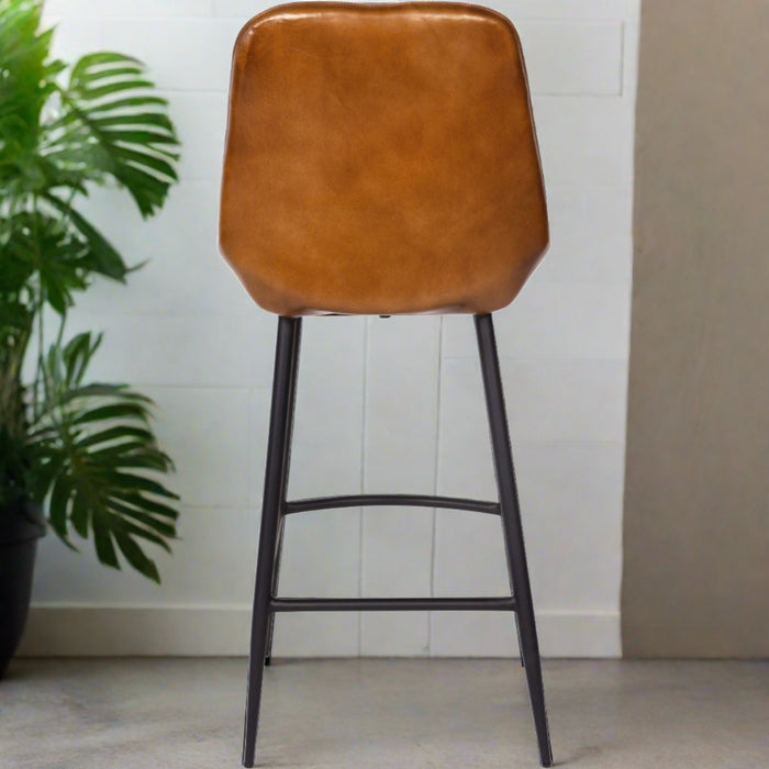 Pembroke Bar Stools,Tan Leather, Black Metal S/2