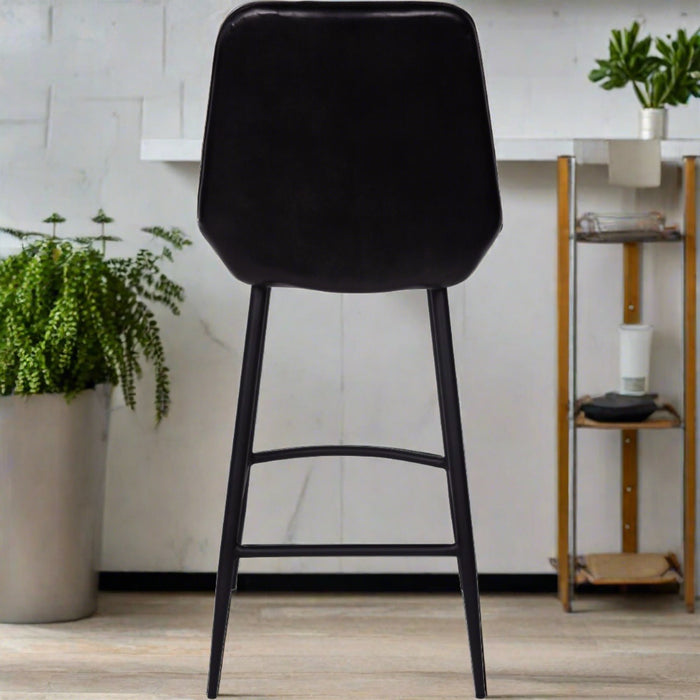 Pembrook Bar Stools, Black Leather, Black Metal S/2