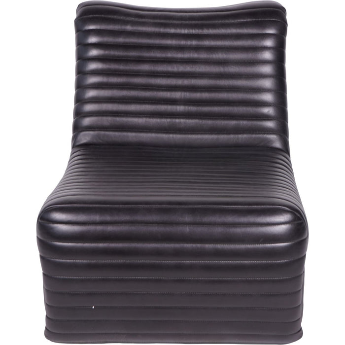 Trinity Black Ribbed Leather Accent Chair