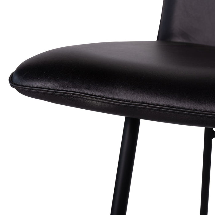 Robinson Bar Chair, Dark Grey Leather, Black Metal S/2