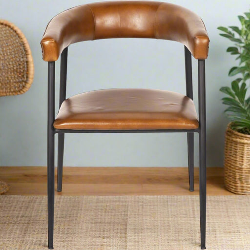 Churchill Dining Chairs - Set of Two in Premium Tan Leather