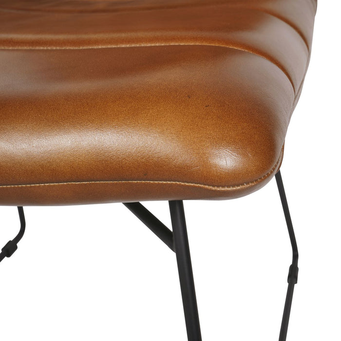 Barton Dining / Occasional Chair, Tan Leather, Black Metal Legs