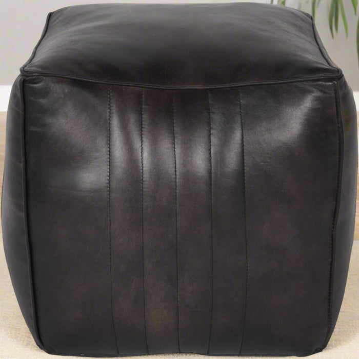 Lucie Square Leather Upholstered Stool/Footstoo