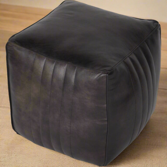 Lucie Square Leather Upholstered Stool/Footstoo