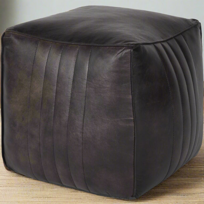 Lucie Square Leather Upholstered Stool/Footstoo