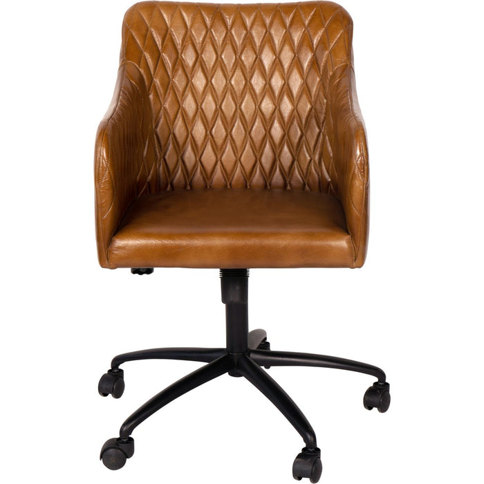 Maxwell Tan Leather & Metal Swivel Desk Chair