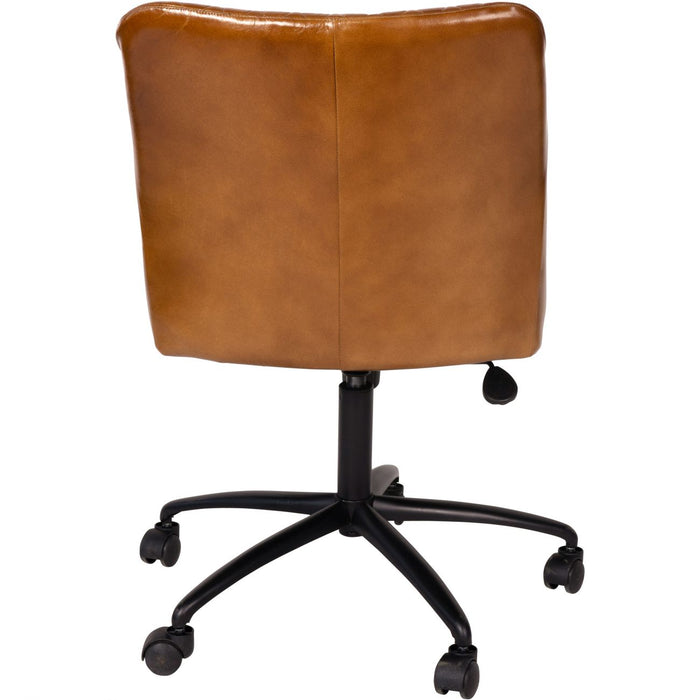 Maxwell Tan Leather & Metal Swivel Desk Chair