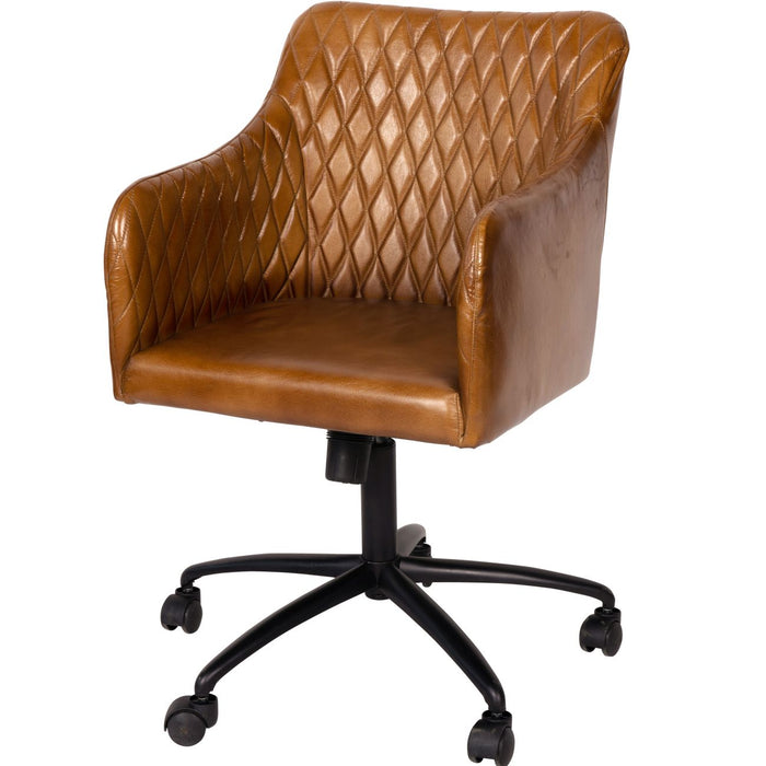 Maxwell Tan Leather & Metal Swivel Desk Chair