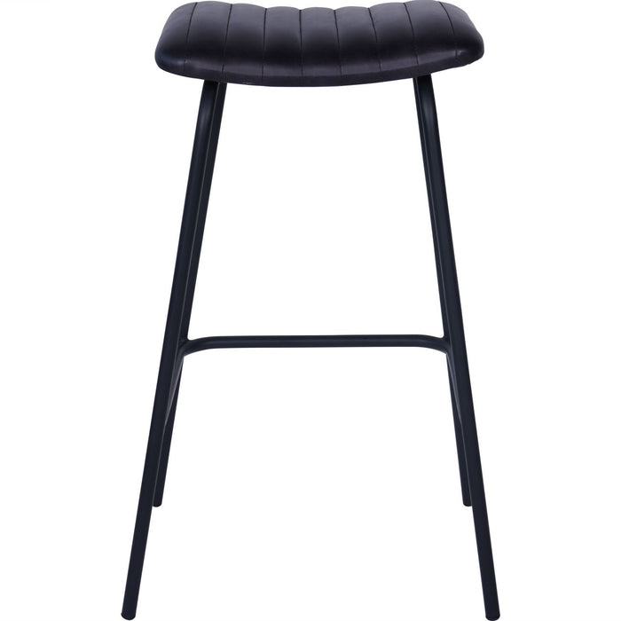 Arthur Bar Stools, Black Leather, Black Metal  S/2