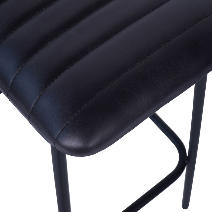 Arthur Bar Stools, Black Leather, Black Metal  S/2