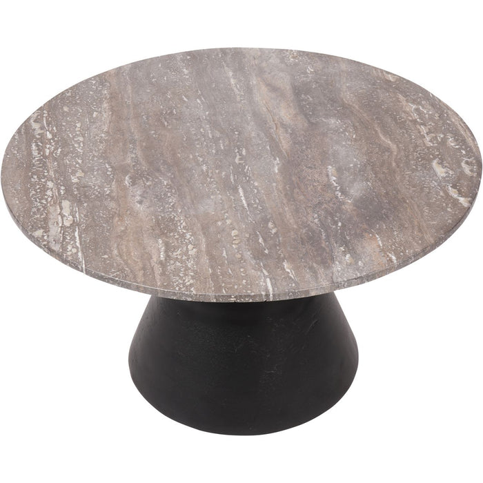 Clifton Modern Coffee Table, Travertine Stone and Metal - Large