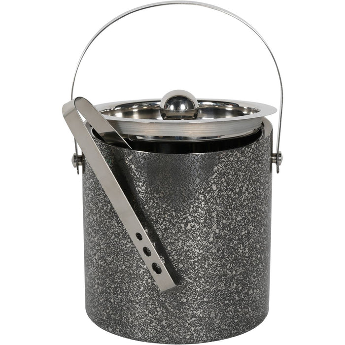 Ice Bucket, Double Wall, Stainless Steel, Black Dusky Finish