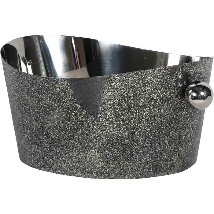 Champagne Bottle Ice Tub, Oval, Stainless Steel, Black Dusky Finish