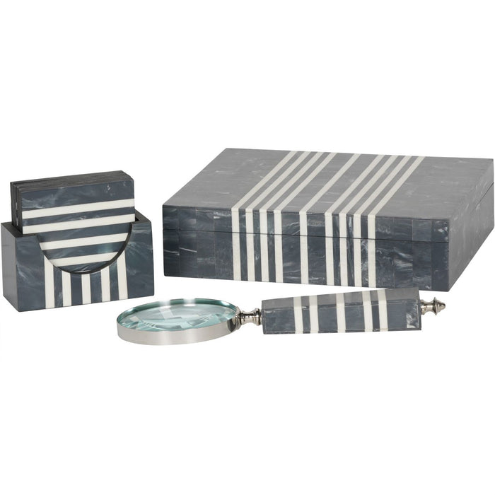 Peebles Grey and White Storage Box with Lid.