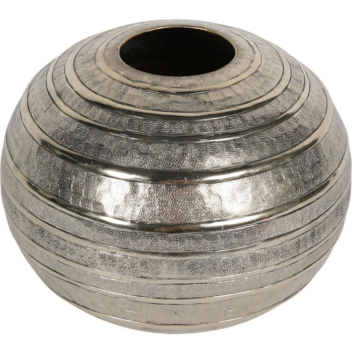 Metal Ball Vase, Aluminium, Gilver Rings