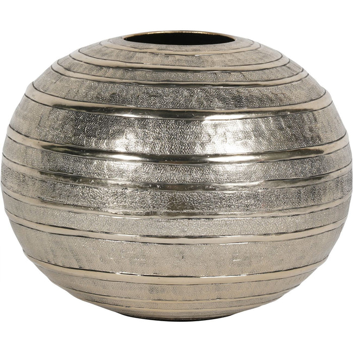 Metal Ball Vase, Aluminium, Gilver Rings