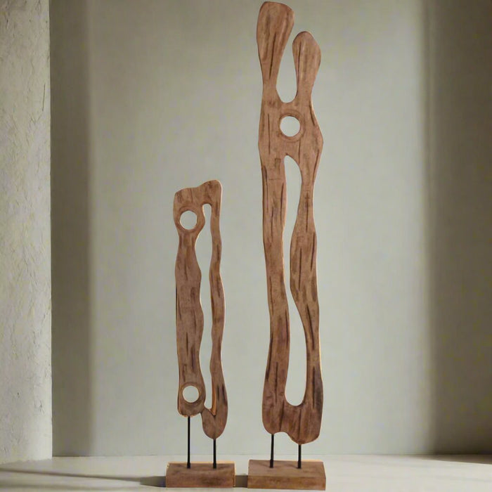 Small Carved Wood Textured Sculpture - Small