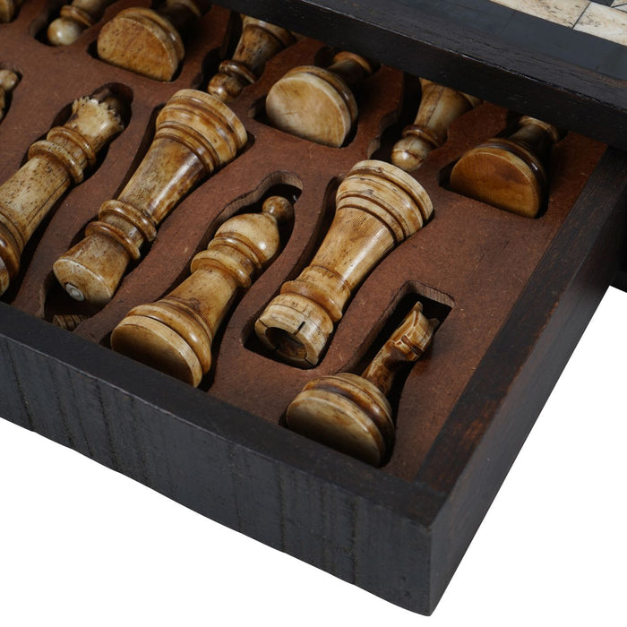 Luxury Handcrafted Chess Set, Wooden, Storage Drawer