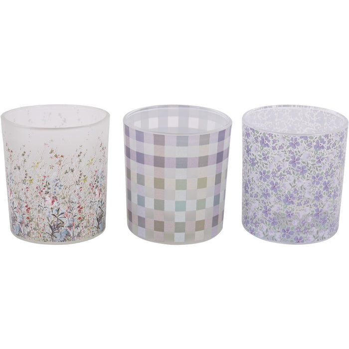 Laura Ashley Pointon Fields Mixed Glass Votives - Set Of 3