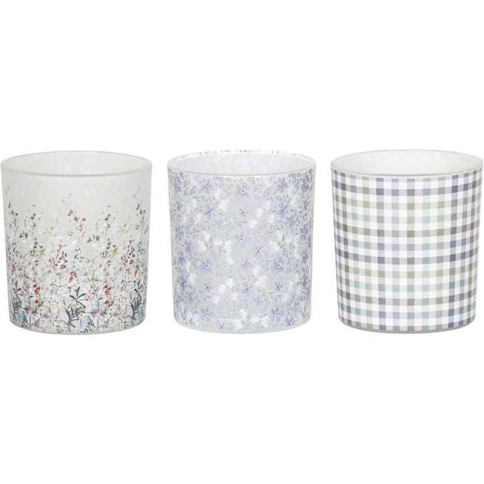 Laura Ashley Pointon Fields Mixed Glass Votives - Set Of 3