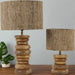 Petra Solid Wood Table Lamp with Handmade Silk Jute Shade