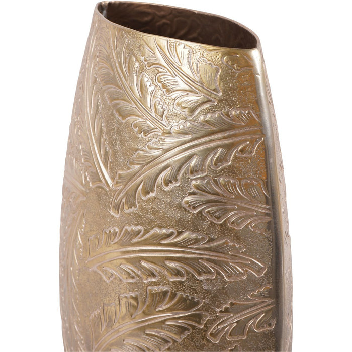 Laura Ashley Luxury Gold Winspear Vase, Metal, Leaf Embossed, Small