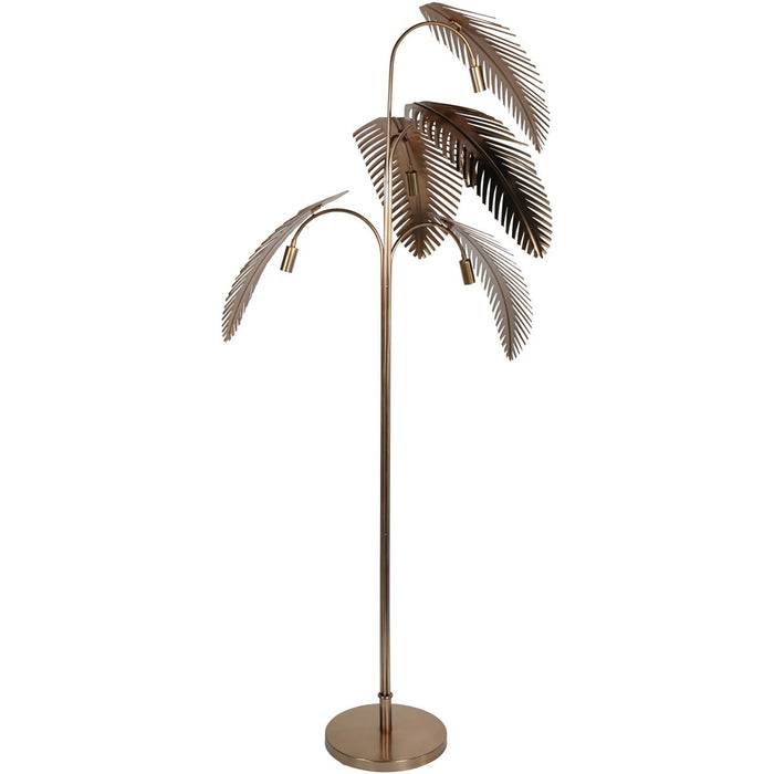 Luxury Dusky Gold Metal Palm Tree Floor Lamp