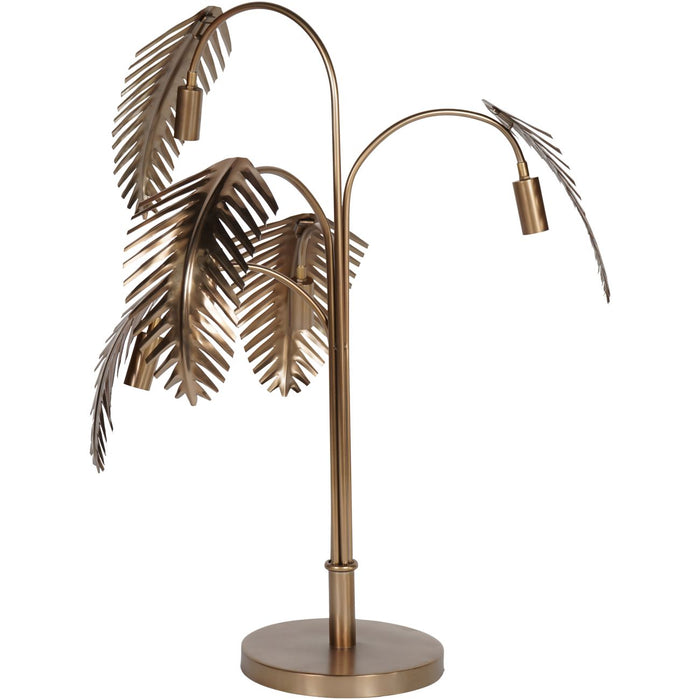 Luxury Dusky Gold Metal Palm Tree Table Lamp