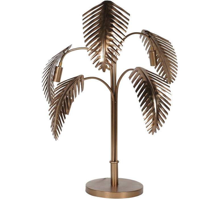 Luxury Dusky Gold Metal Palm Tree Table Lamp