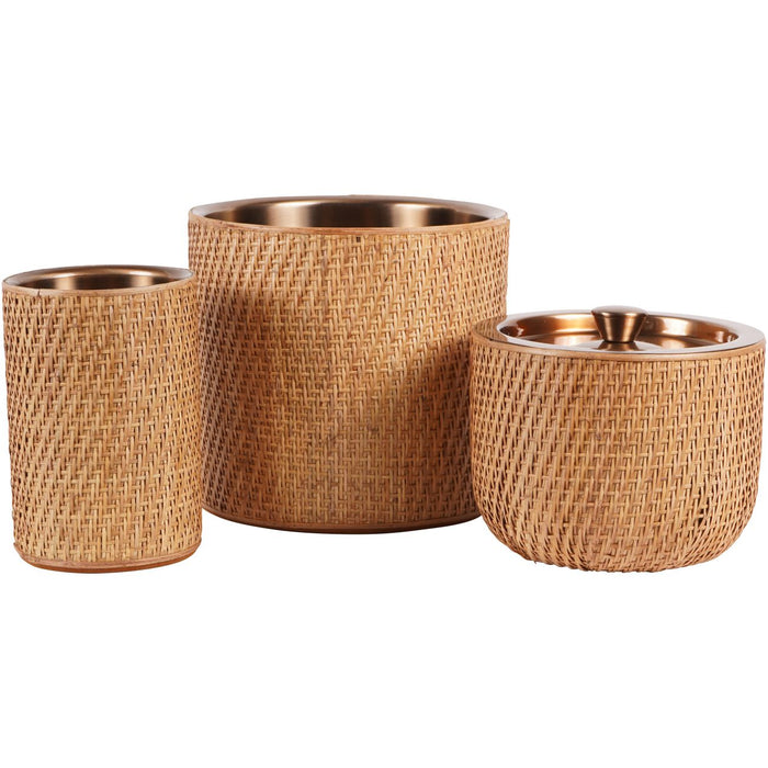 Champagne Cooler, Natural Rattan, Dusky Gold