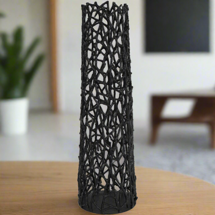 Twig Black Metal Sculpture Vase - Small