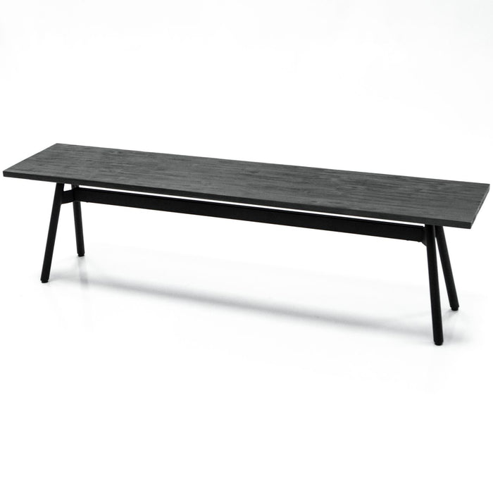 Okayama Dining Bench, Black Acadia Wood