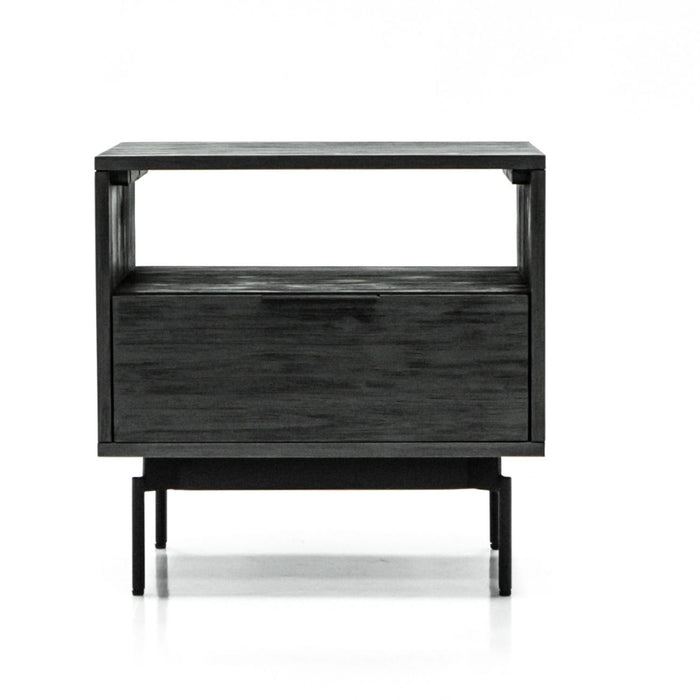 Okayama Bedside Cabinet, Black Acadia Wood