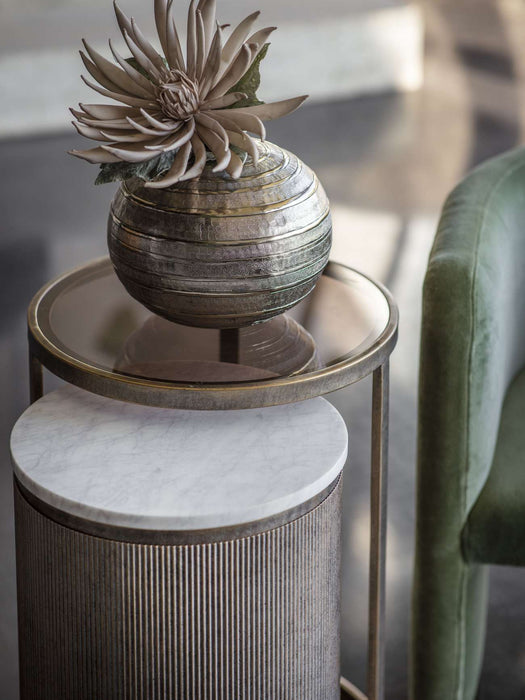 Luxe Elegant Gold & Glass Nested Side Tables with Marble Accent - Sophisticated Statement Piece