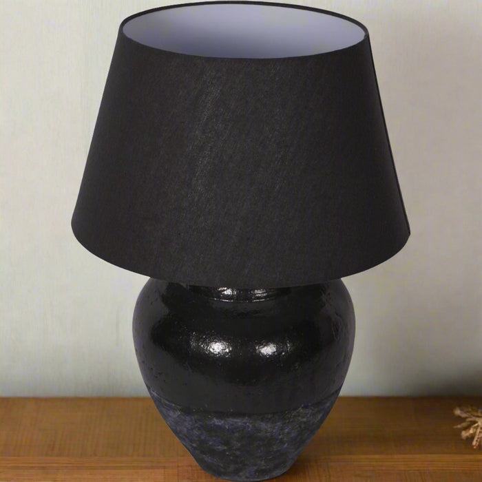 Skyline Black Terracotta Table Lamp with Shade