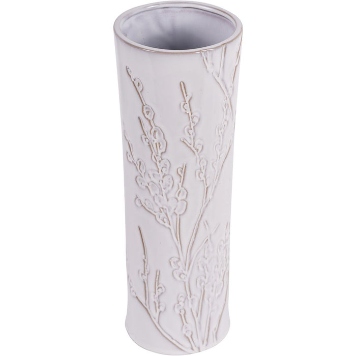 Laura Ashley White Ceramic Vase, Large, Pussywillow, Stoneware