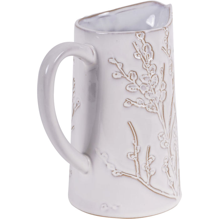 Laura Ashley Large Jug, White Ceramic, Pussywillow, Stoneware