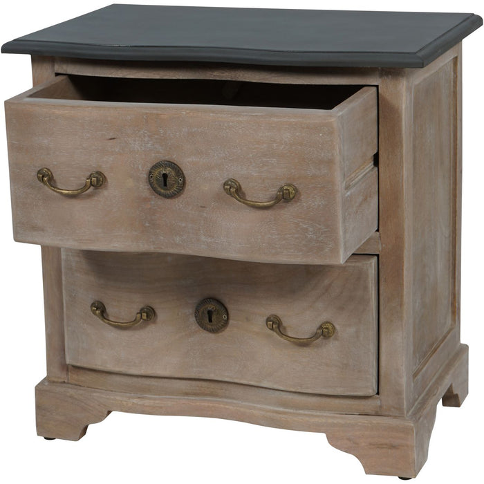 Laura Ashley Swannington Wooden Two Drawer Chest with Antique Brass Handles - 55 x 35 cm