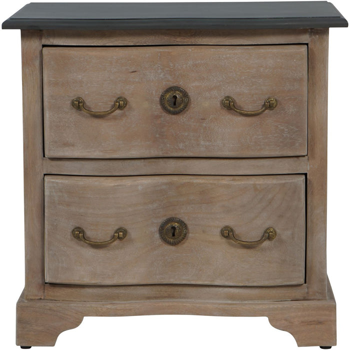 Laura Ashley Swannington Wooden Two Drawer Chest with Antique Brass Handles - 55 x 35 cm