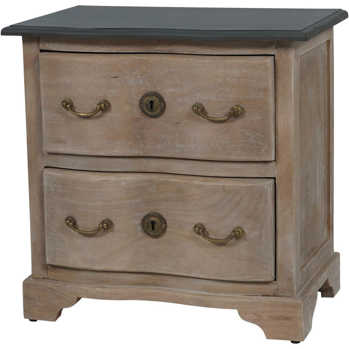 Laura Ashley Swannington Wooden Two Drawer Chest with Antique Brass Handles - 55 x 35 cm