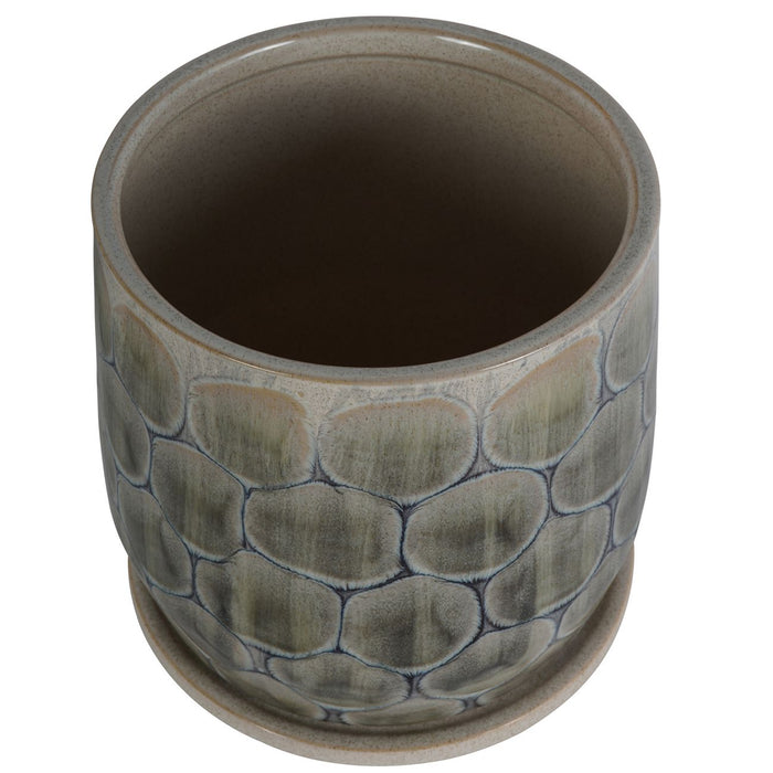 Armadillo Textured Azure Ceramic Planter - Medium