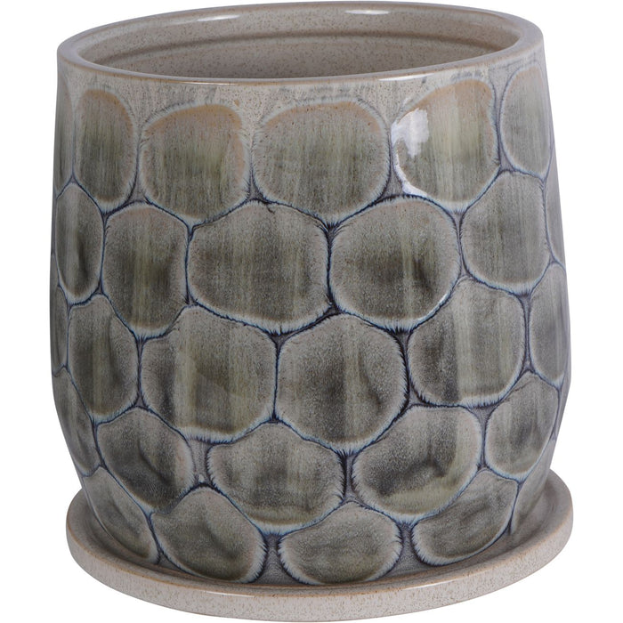 Armadillo Textured Azure Ceramic Planter - Medium