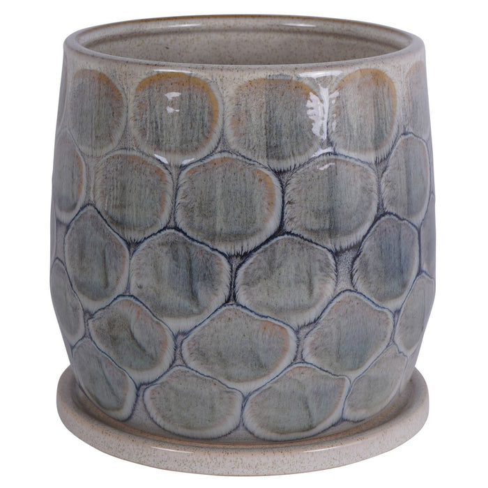 Armadillo Textured Azure Ceramic Planter - Large