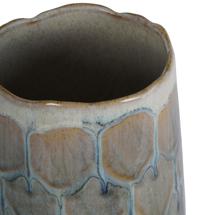 Armadillo Textured Azure Ceramic Vase