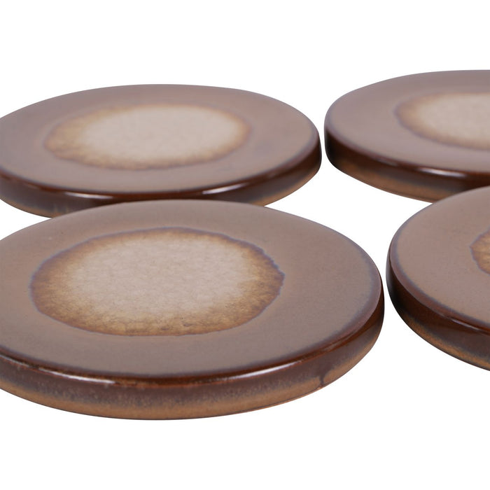 Glazed Rust Ceramic Drinks Coasters, Handcrafted (Set of 4)