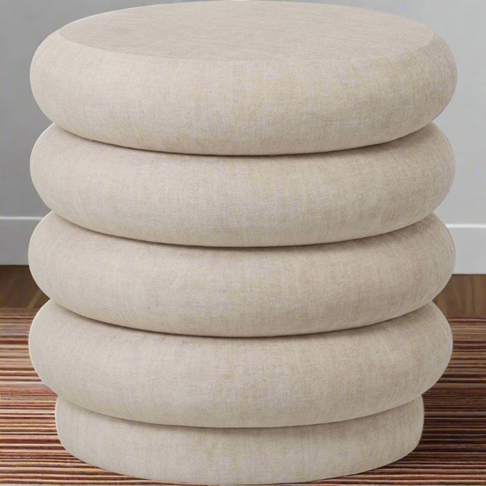 Marlborough Contemporary Beige Stacked Cushion Stool